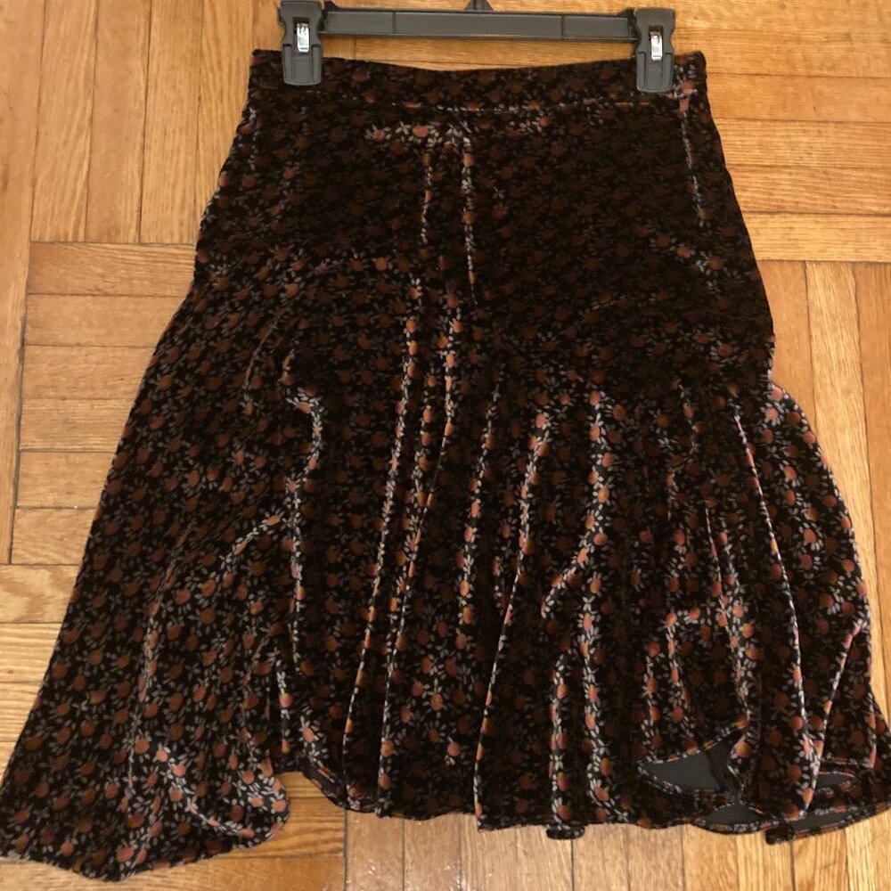 Vintage Jill Stuart Velvet asymmetrical Floral Skirt